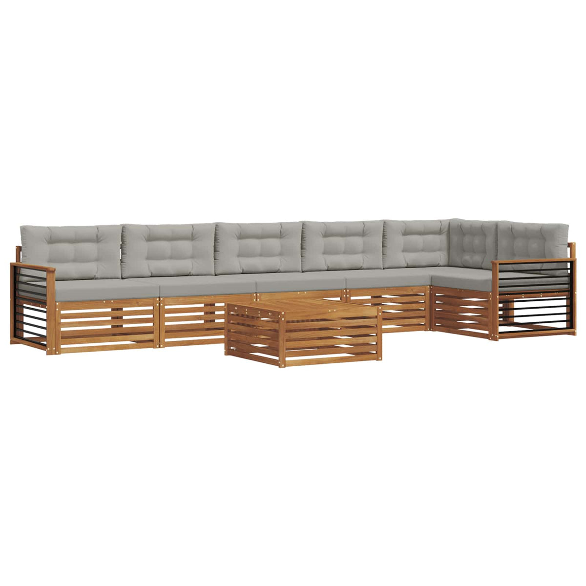 Set vanjskih sofa 7 kom. Prirodna i svijetlo siva