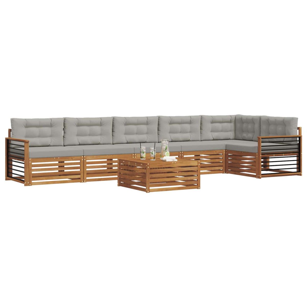 Set vanjskih sofa 7 kom. Prirodna i svijetlo siva