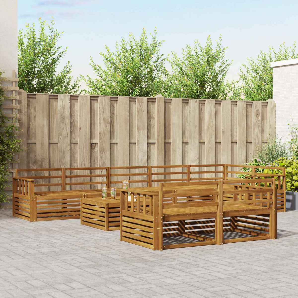 Set vanjskih sofa 9 kom. Prirodna Čvrsto drvo akacije