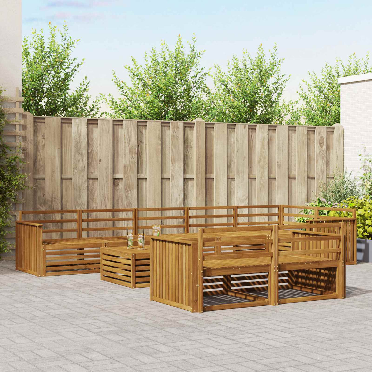 Set vanjskih sofa 9 kom. Prirodna Čvrsto drvo akacije