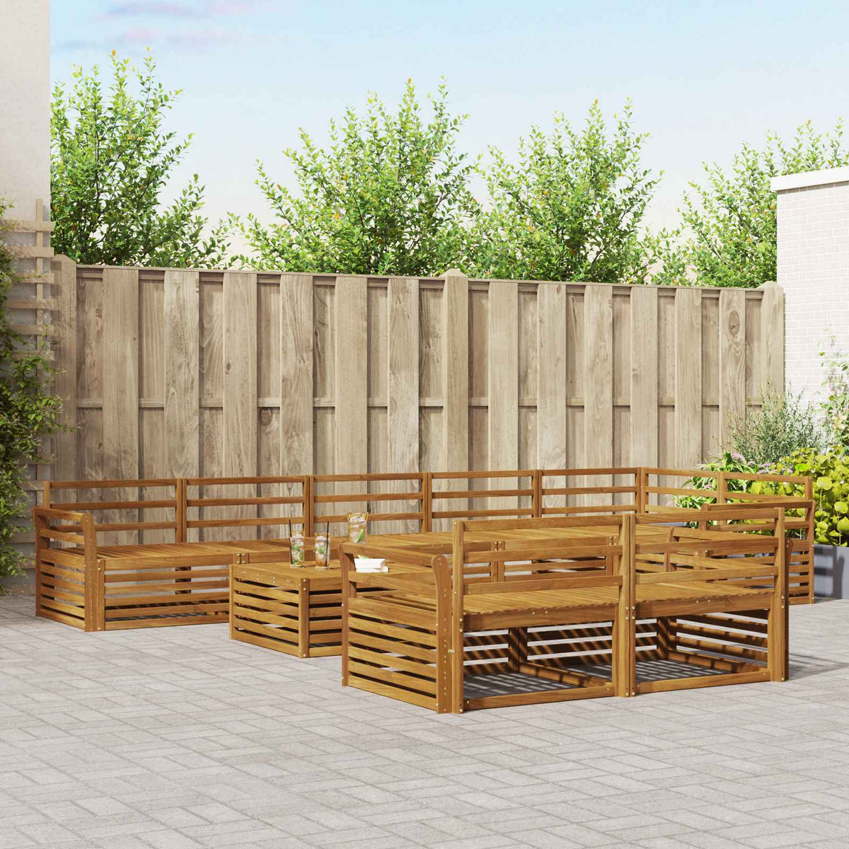 Set vanjskih sofa 9 kom. Prirodna Čvrsto drvo akacije