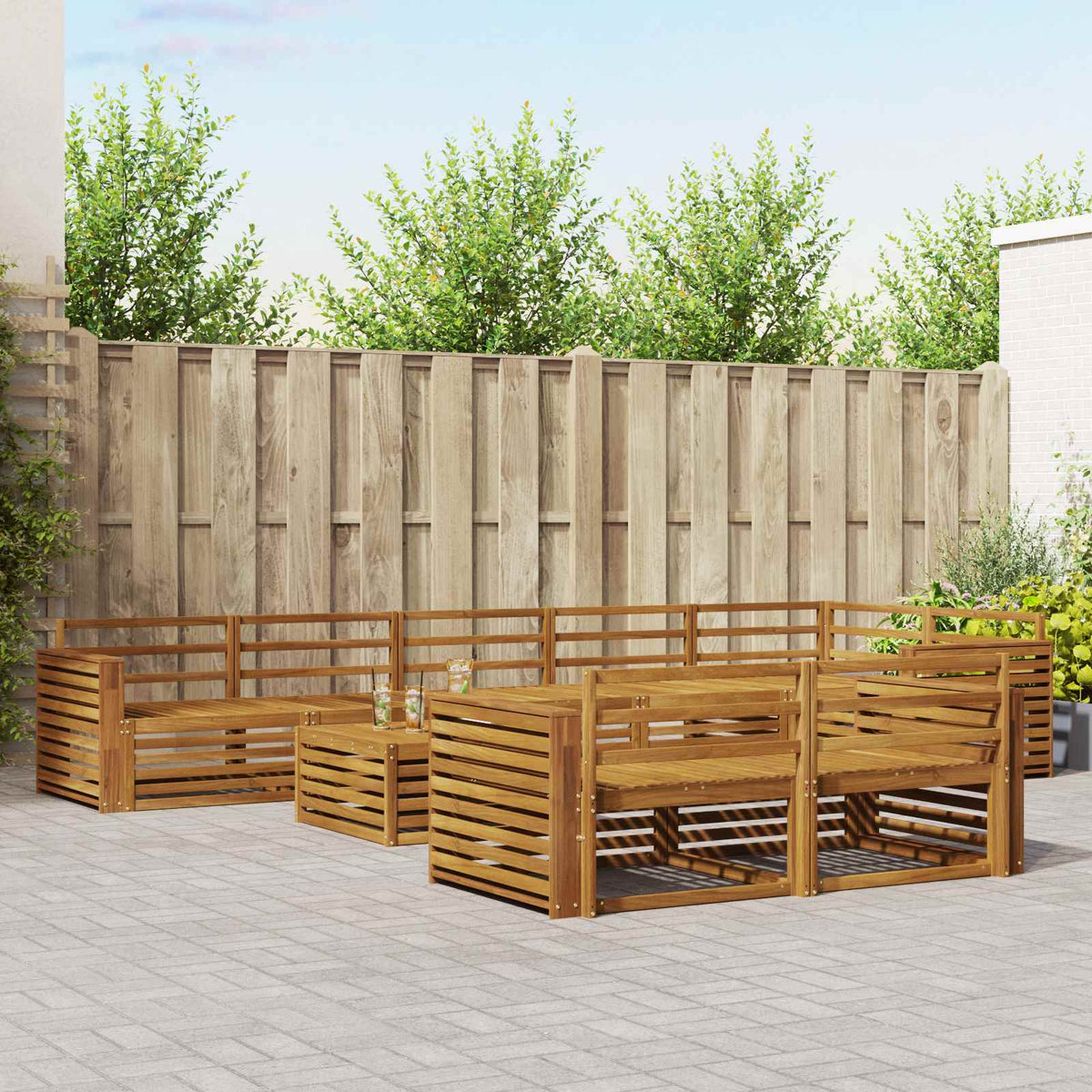 Set vanjskih sofa 9 kom. Prirodna Čvrsto drvo akacije