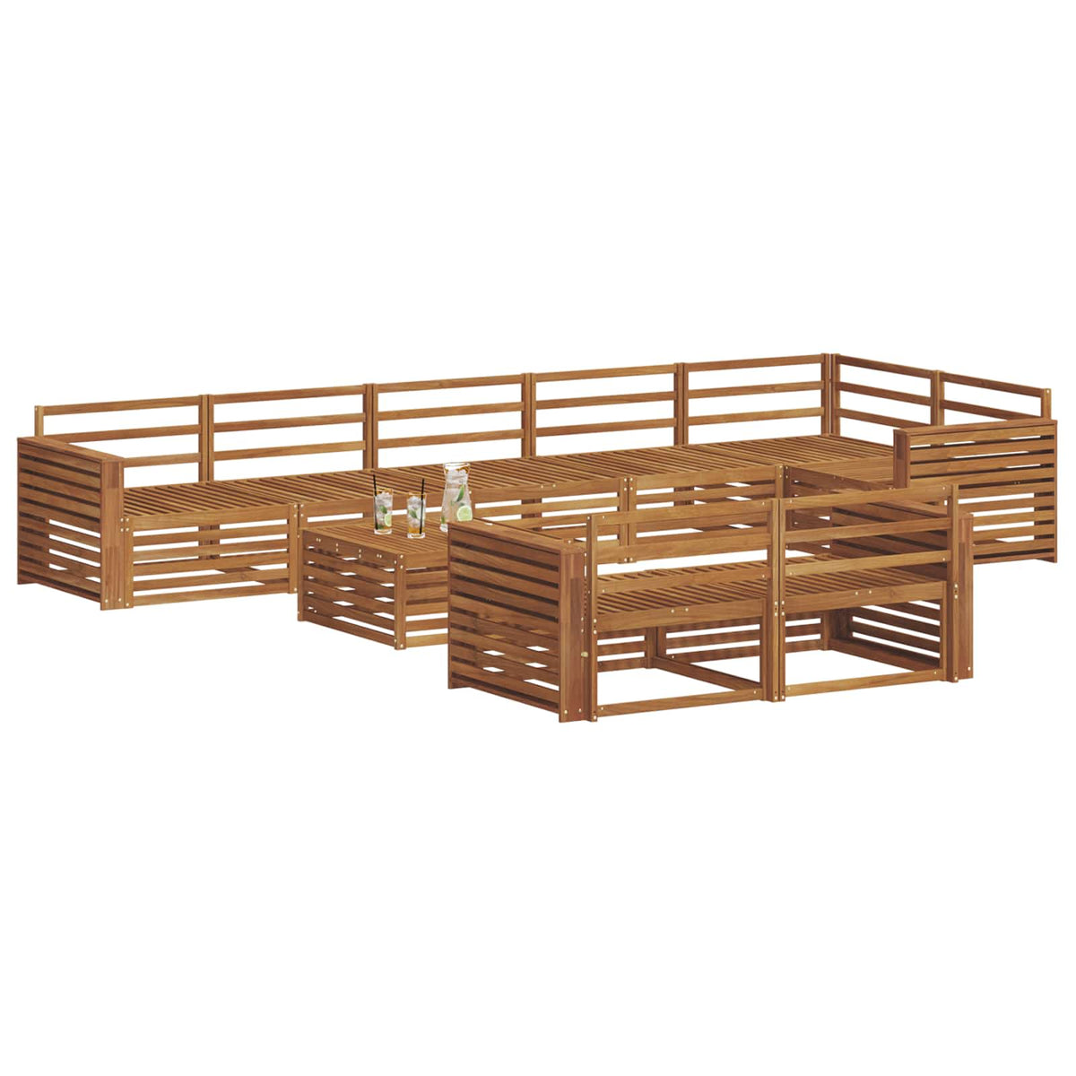 Set vanjskih sofa 9 kom. Prirodna Čvrsto drvo akacije