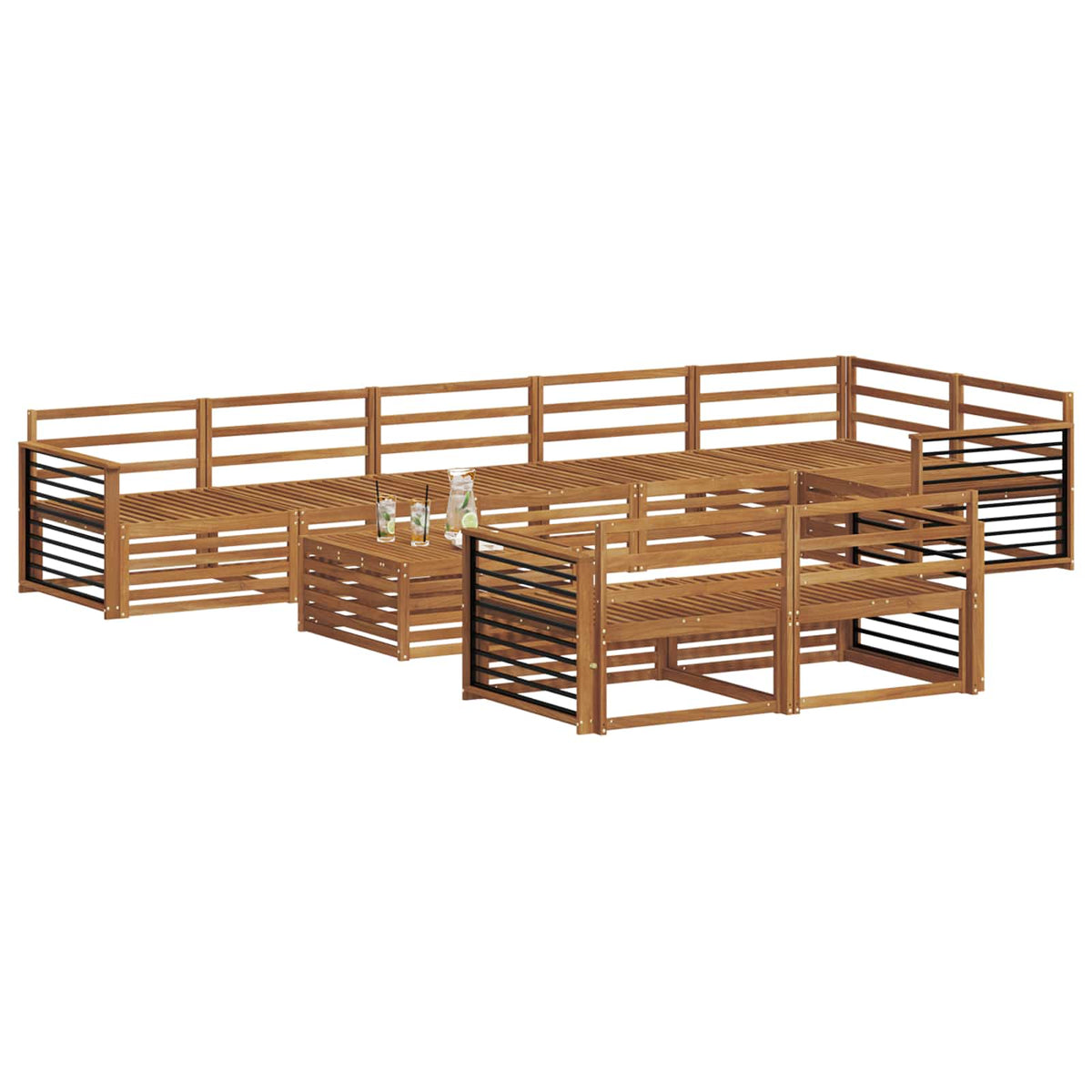 Set vanjskih sofa 9 kom. Prirodna Čvrsto drvo akacije
