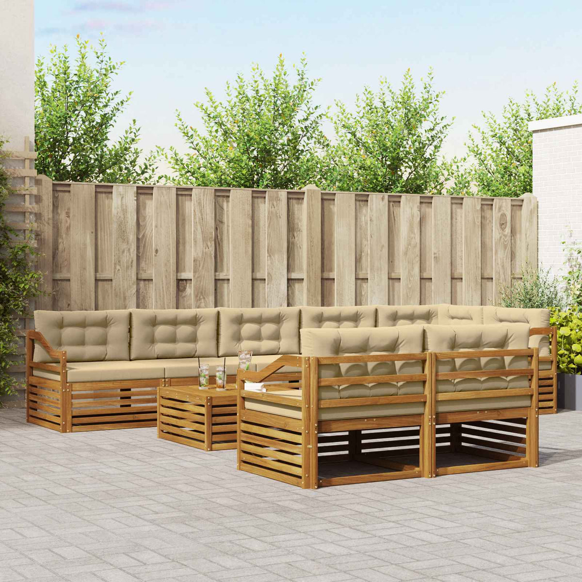 Set vanjskih sofa 9 kom. Prirodna i bež
