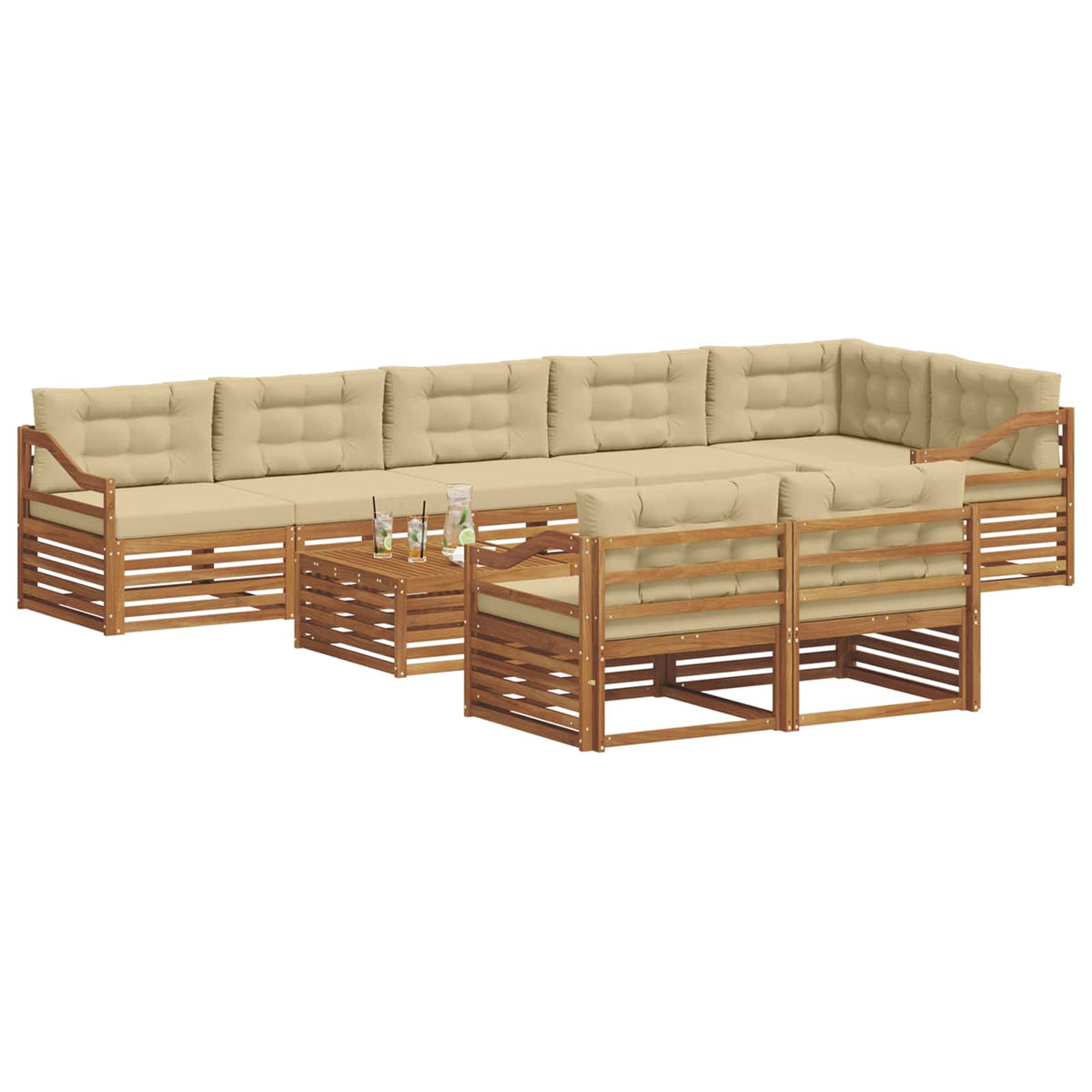 Set vanjskih sofa 9 kom. Prirodna i bež