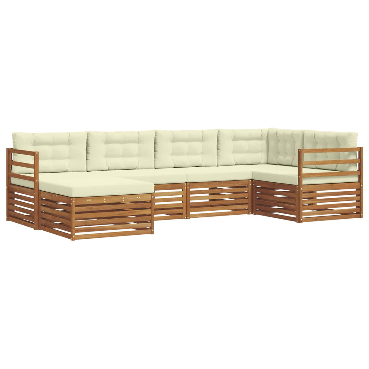Set vanjskih sofa 6 kom. Prirodna i krem 325 x 166,5 x 73 cm