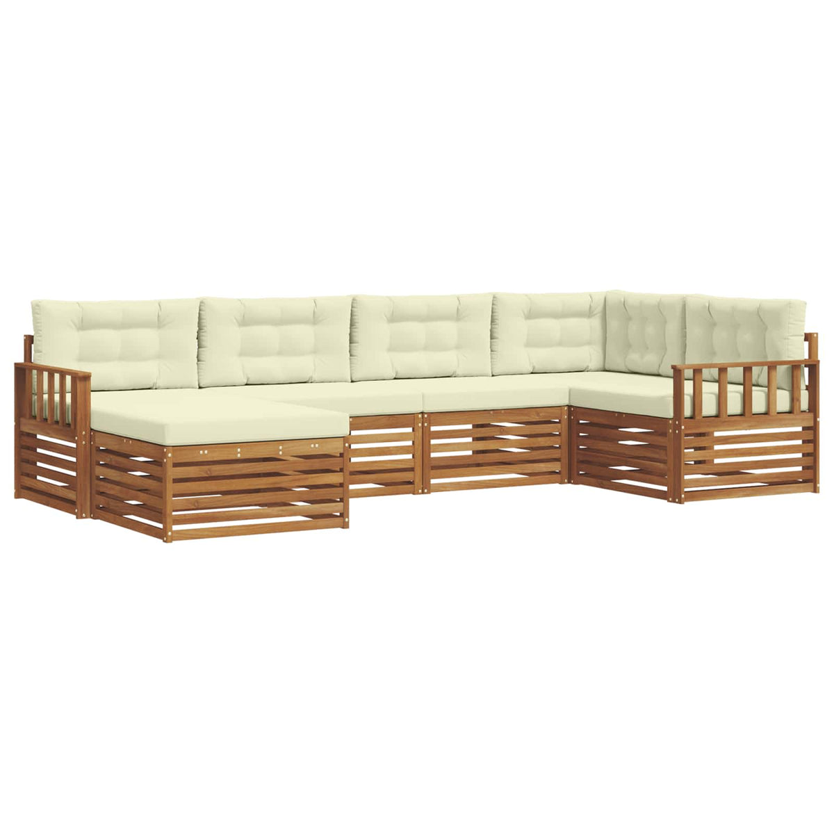 Set vanjskih sofa 6 kom. Prirodna i krem 327 x 168,5 x 73 cm