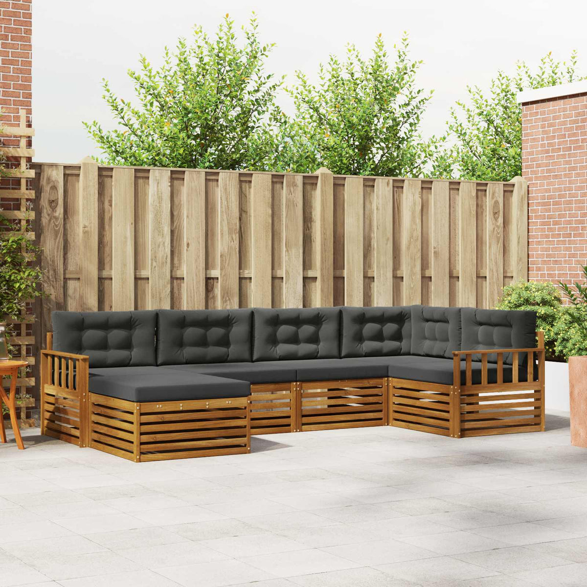 Set vanjskih sofa s jastukom 6 pcs Prirodna i antracit