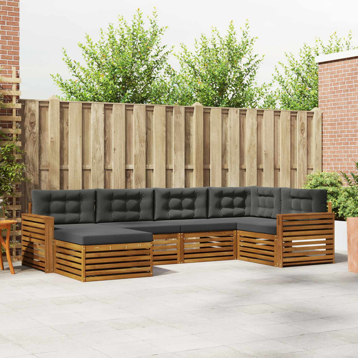 Set vanjskih sofa s jastukom 6 pcs Prirodna i antracit
