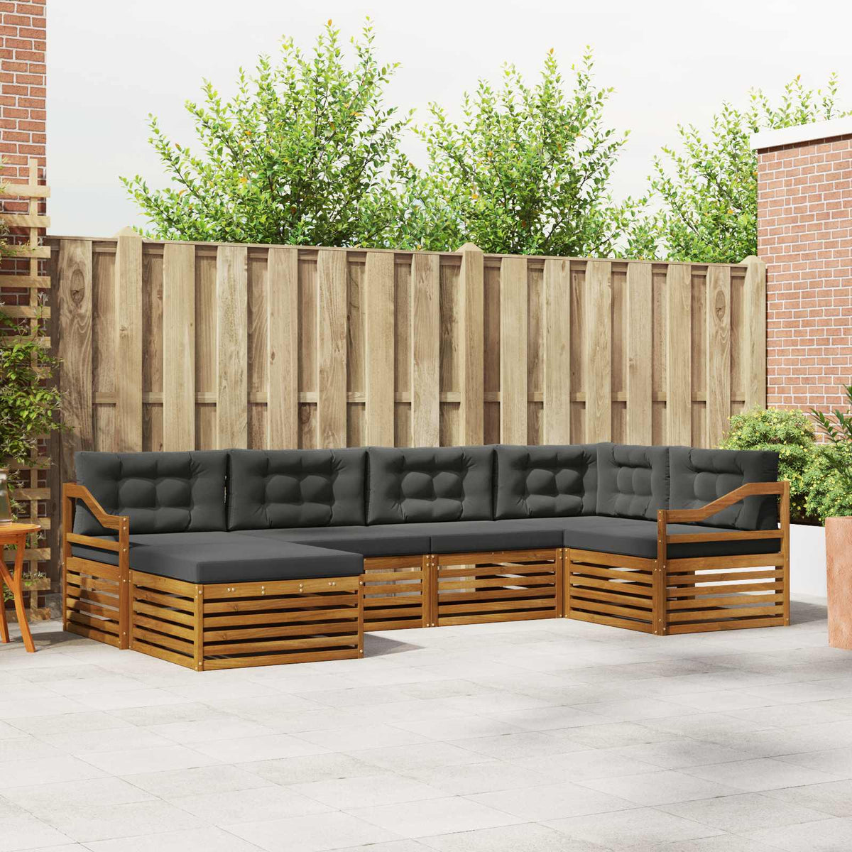 Set vanjskih sofa s jastukom 6 pcs Prirodna i antracit
