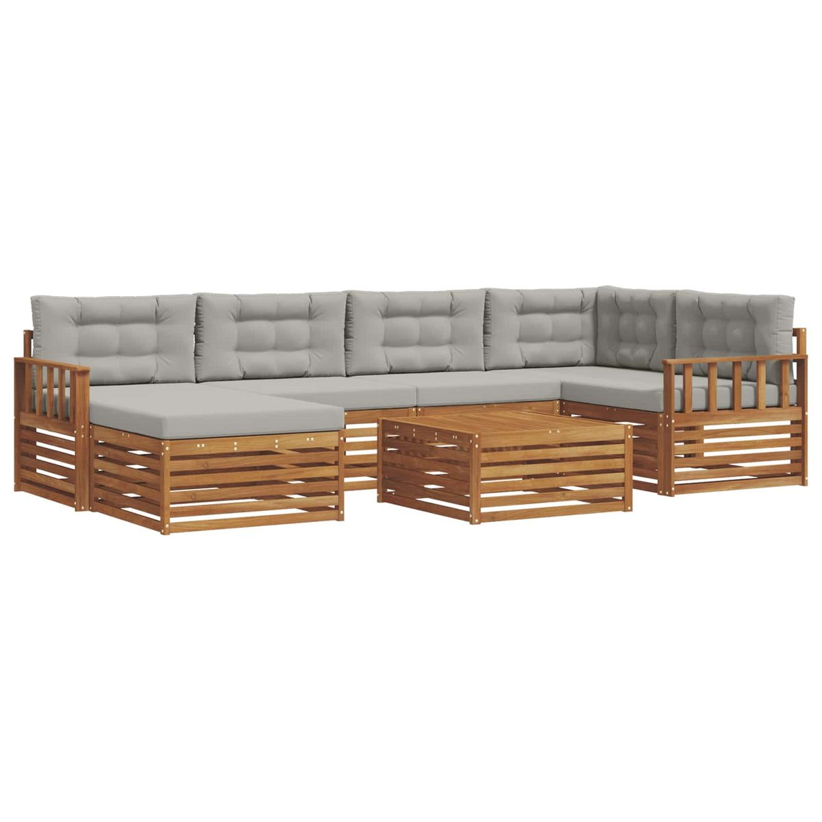 Set vanjskih sofa 7 kom. Prirodna i svijetlo siva