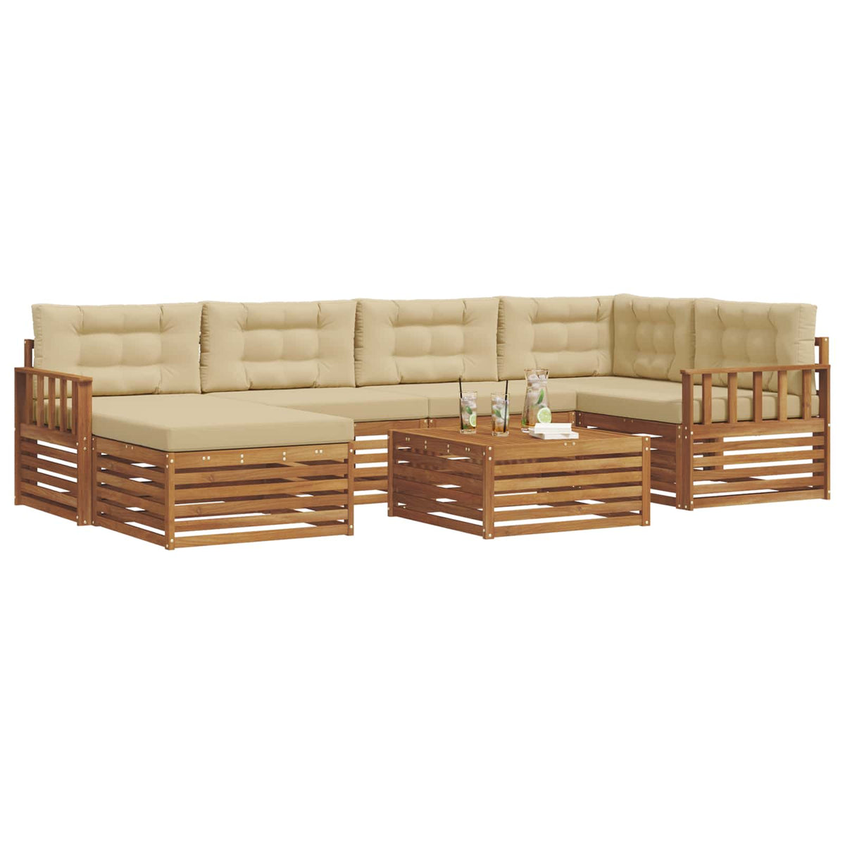 Set vanjskih sofa 7 kom. Prirodna i bež