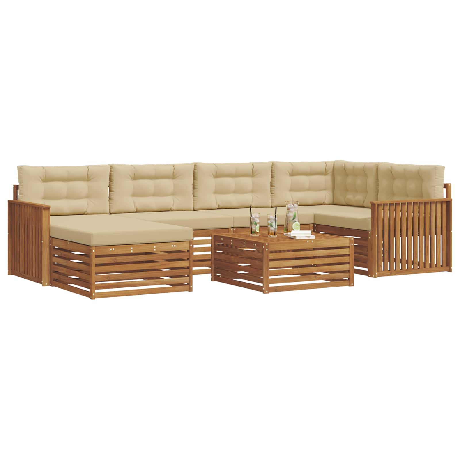 Set vanjskih sofa 7 kom. Prirodna i bež