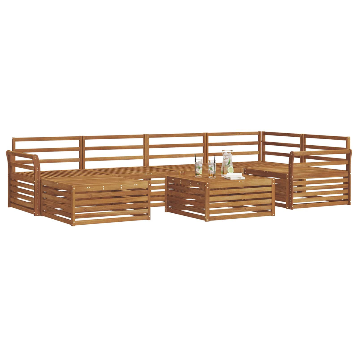 Set vanjskih sofa 7 kom. Prirodna Čvrsto drvo akacije