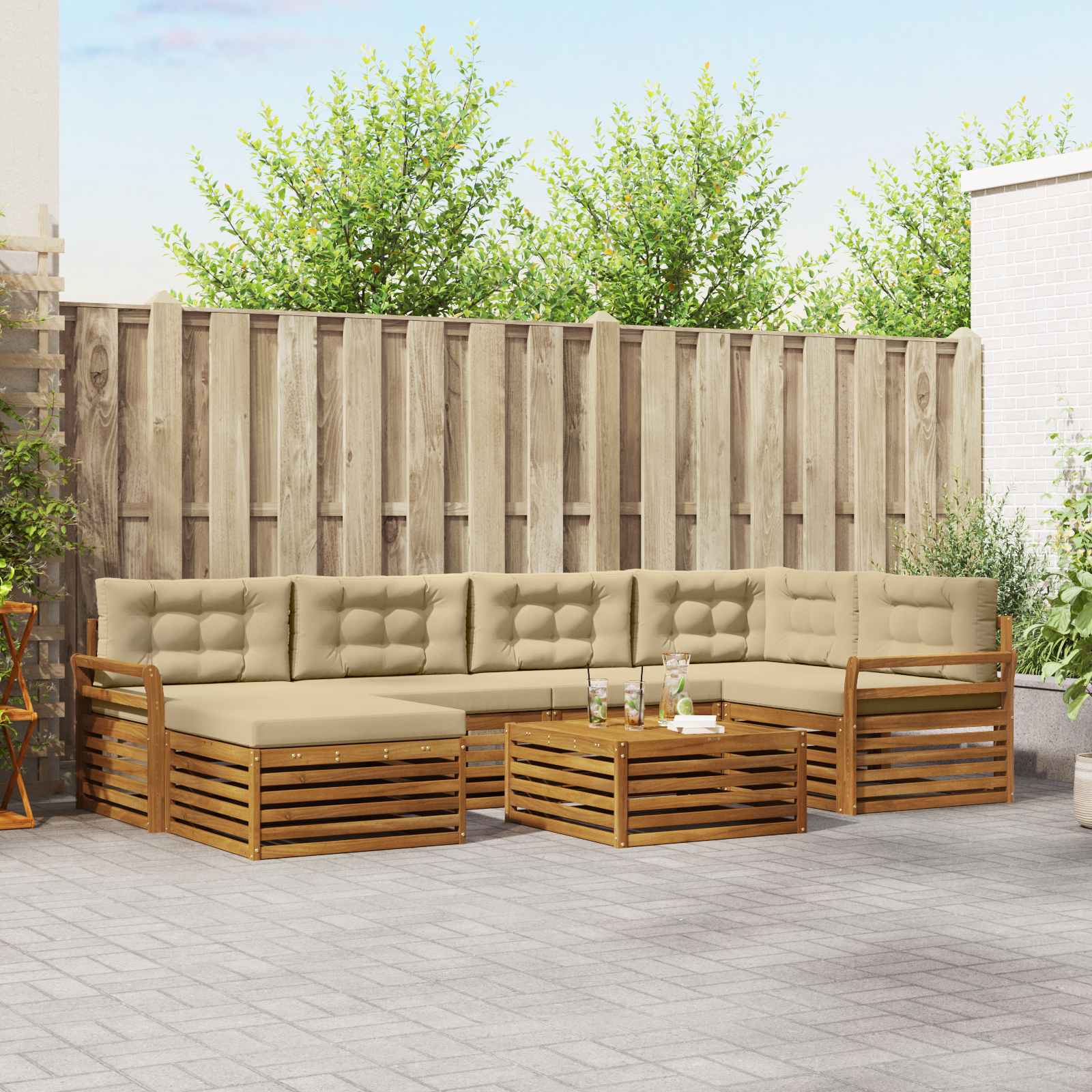Set vanjskih sofa 7 kom. Prirodna i bež