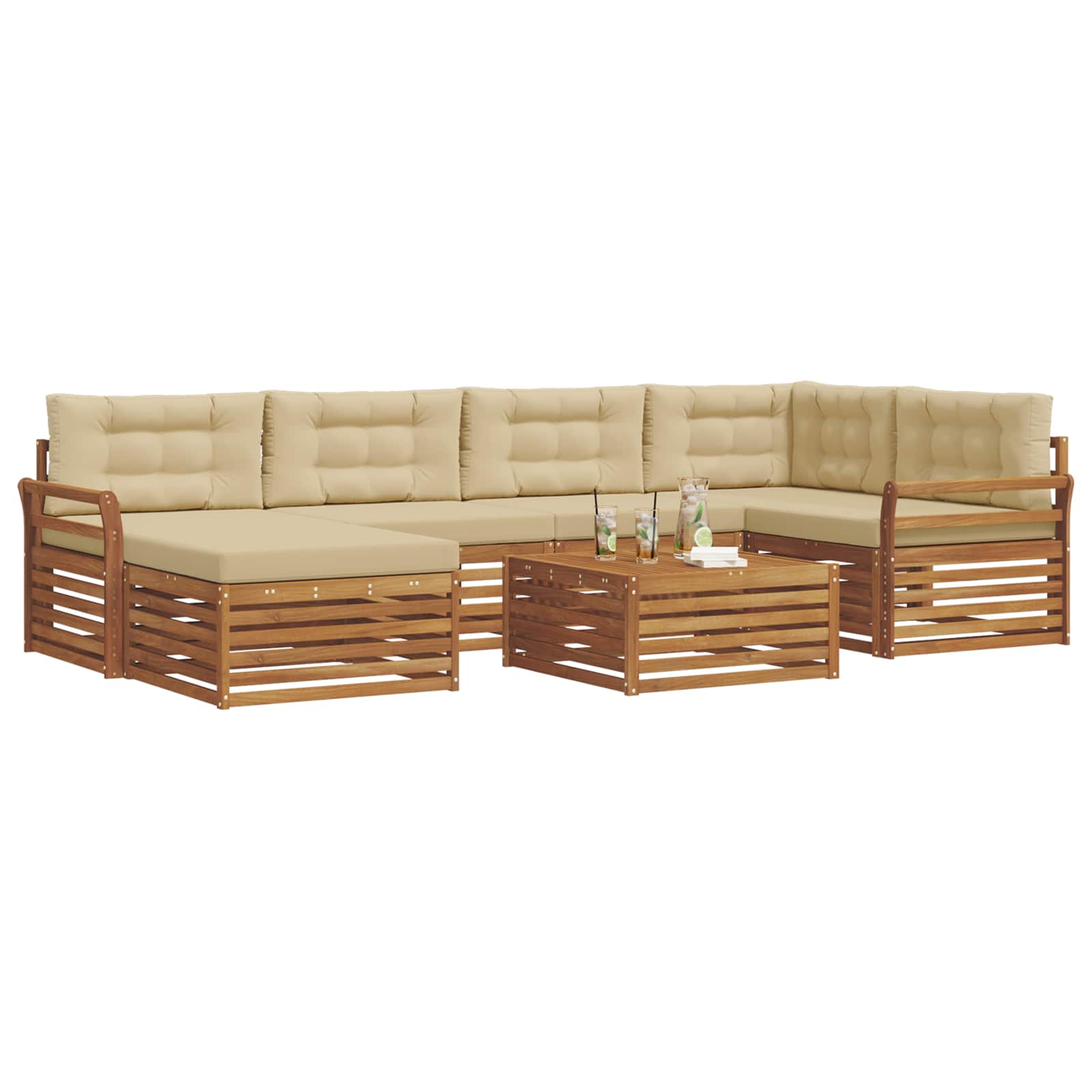Set vanjskih sofa 7 kom. Prirodna i bež