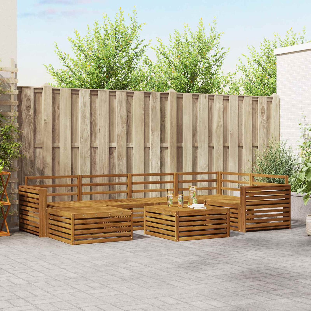 Set vanjskih sofa 7 kom. Prirodna Čvrsto drvo akacije