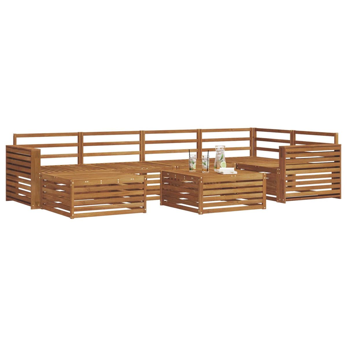 Set vanjskih sofa 7 kom. Prirodna Čvrsto drvo akacije