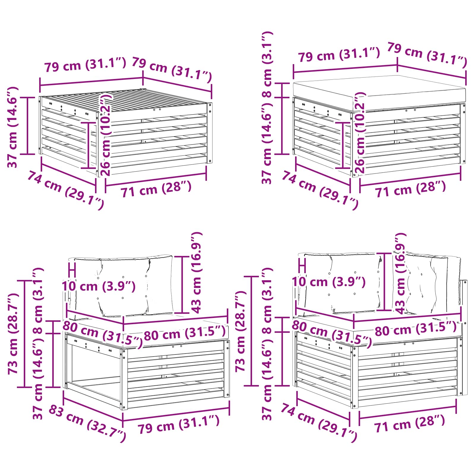 Set vanjskih sofa 7 kom. Prirodna i svijetlo siva