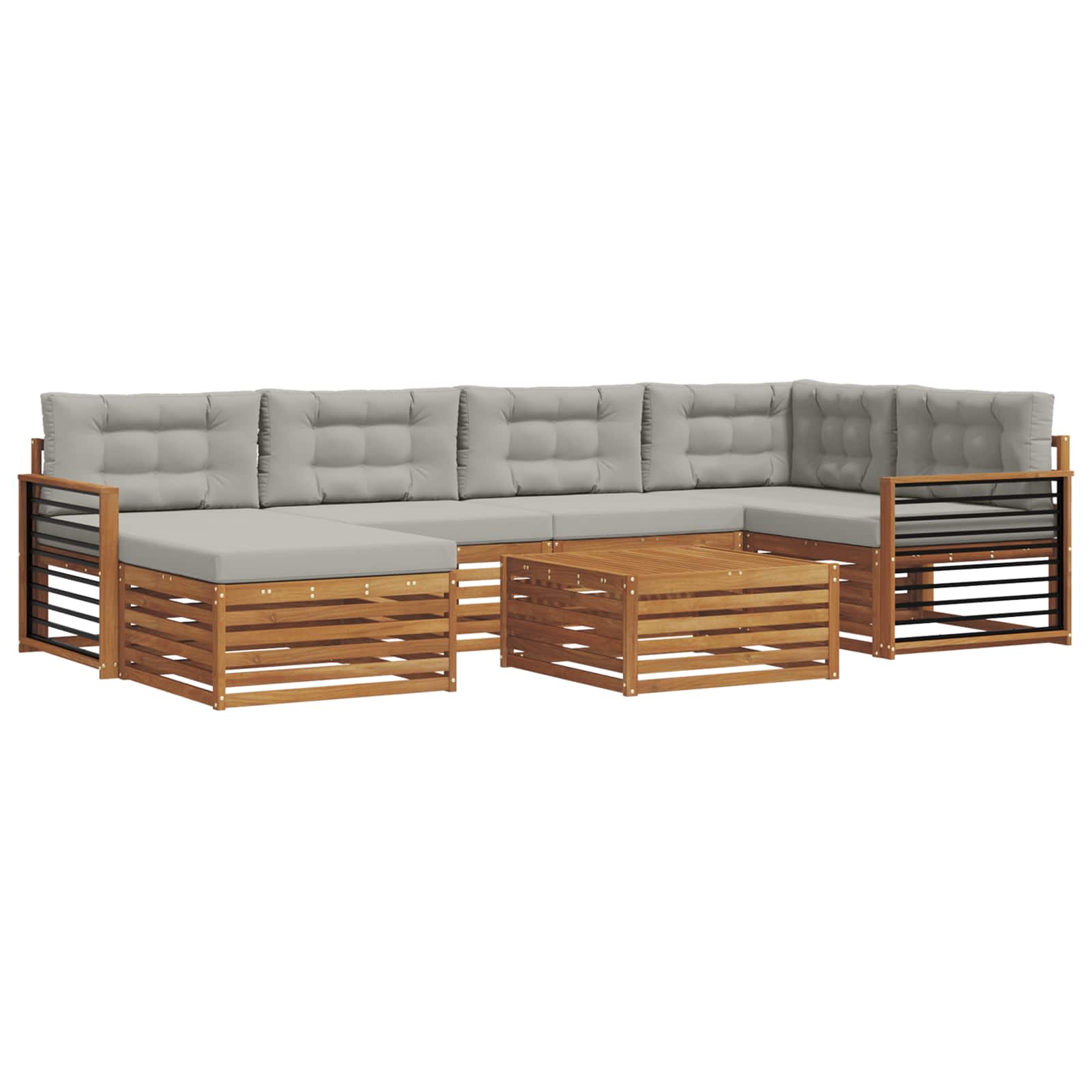 Set vanjskih sofa 7 kom. Prirodna i svijetlo siva