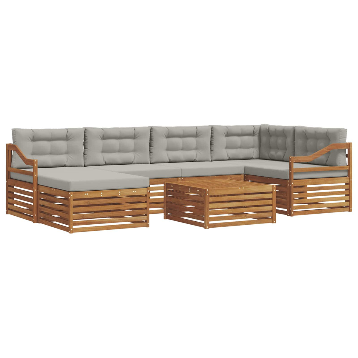 Set vanjskih sofa 7 kom. Prirodna i svijetlo siva
