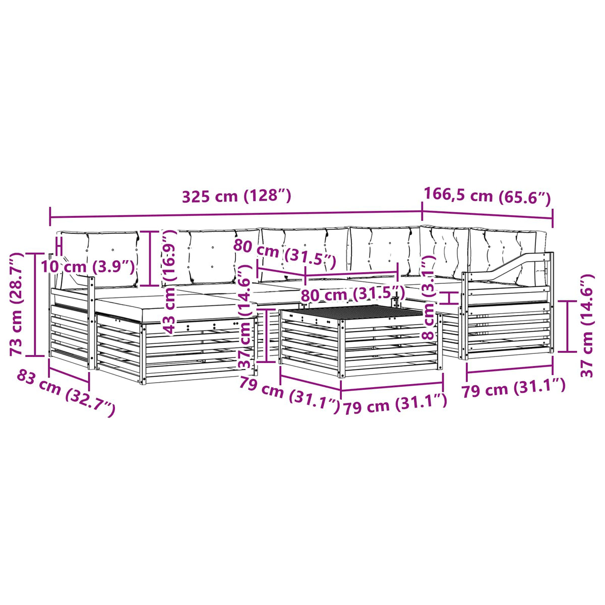 Set vanjskih sofa 7 kom. Prirodna i svijetlo siva