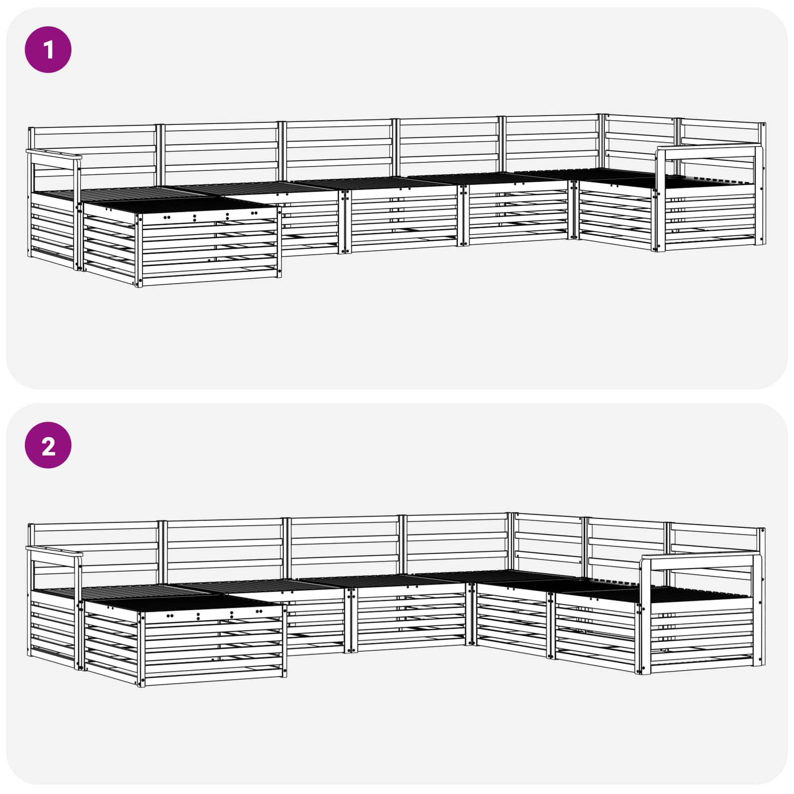 Set vanjskih sofa 7 pcs Prirodna