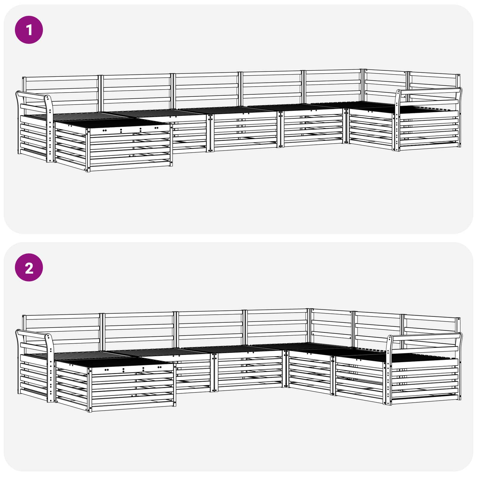 Set vanjskih sofa 7 pcs Prirodna