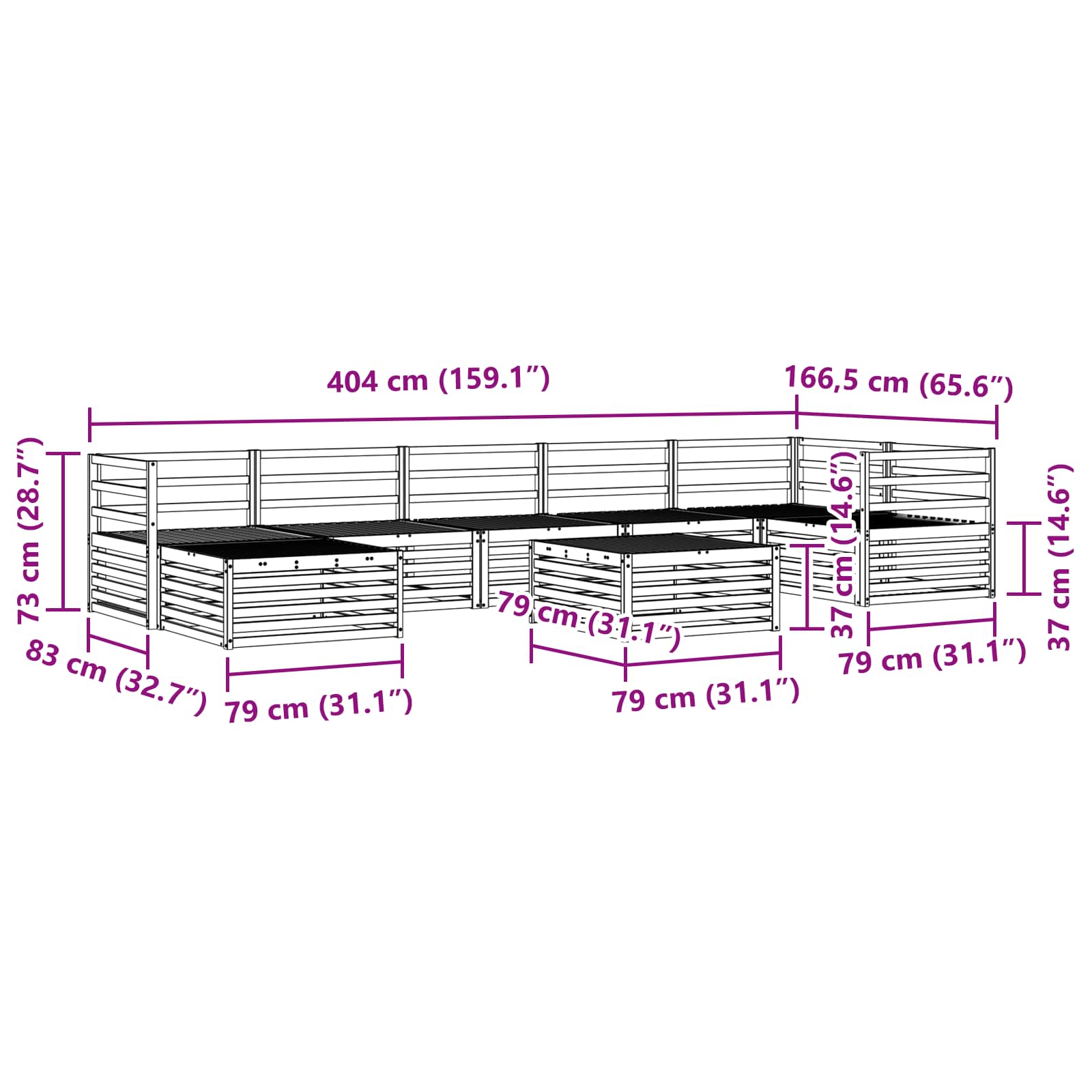 Set vanjskih sofa 8 pcs Prirodna