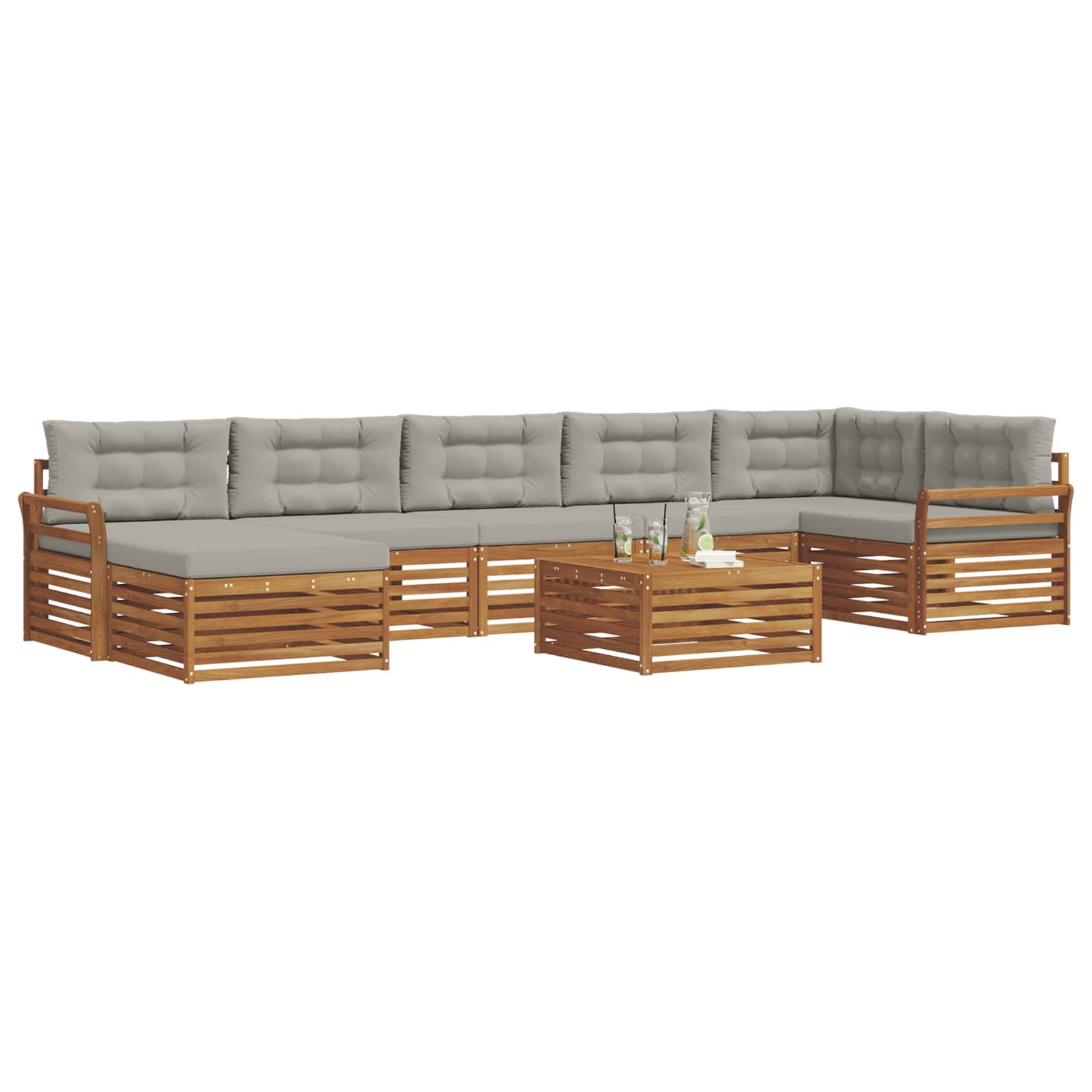 Set vanjskih sofa 8 kom. Prirodna i svijetlo siva