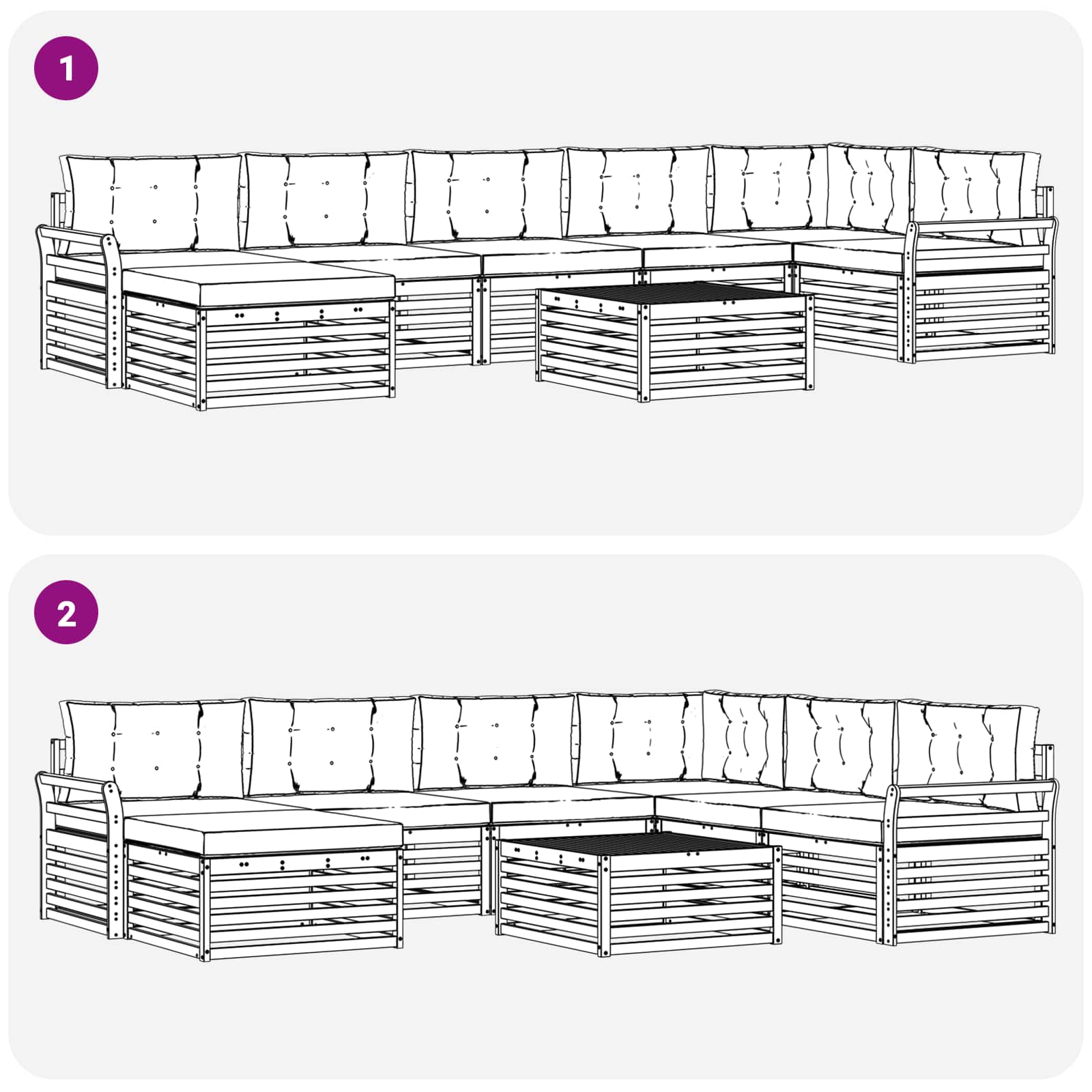 Set vanjskih sofa 8 kom. Prirodna i svijetlo siva