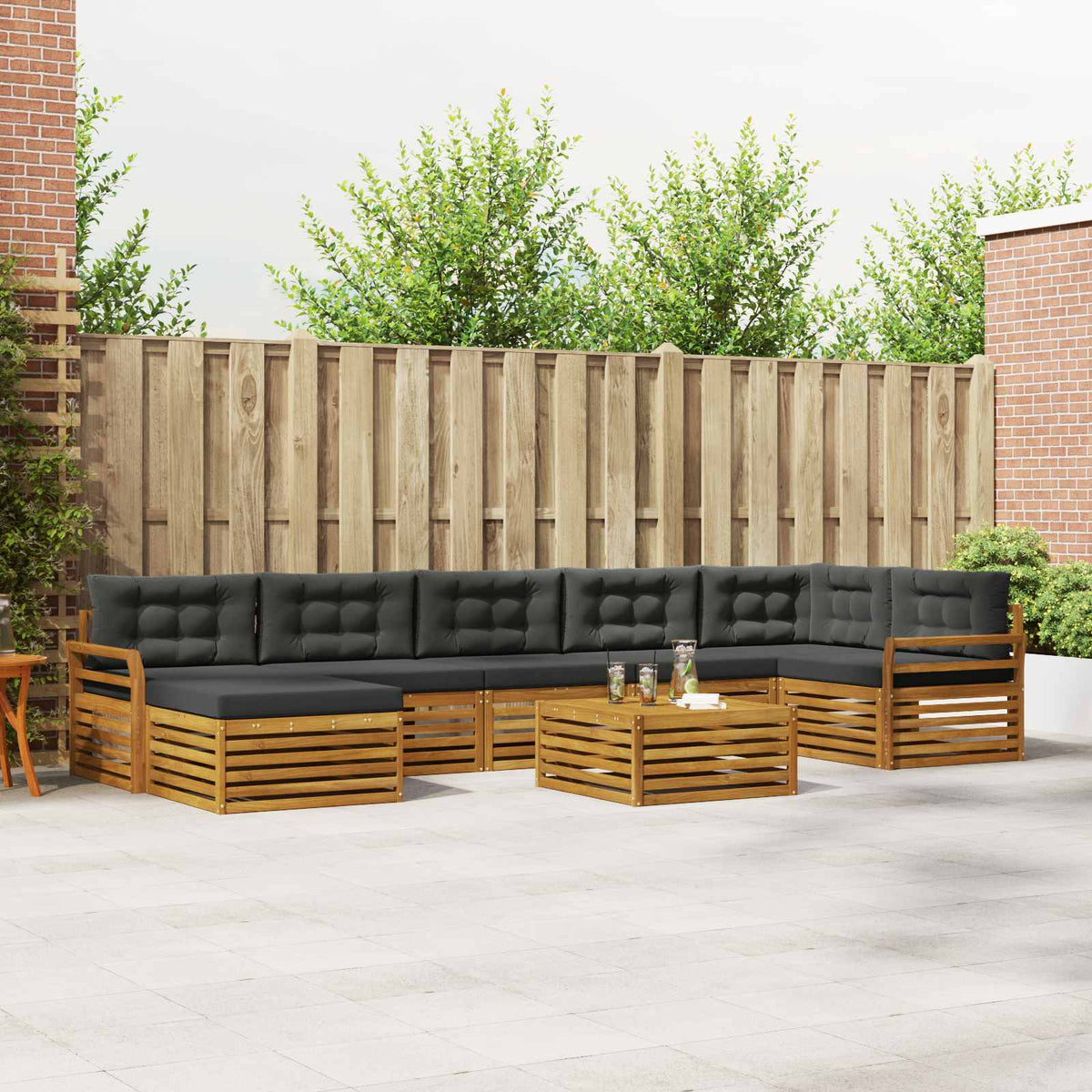 Set vanjskih sofa 8 kom. Prirodna i antracit