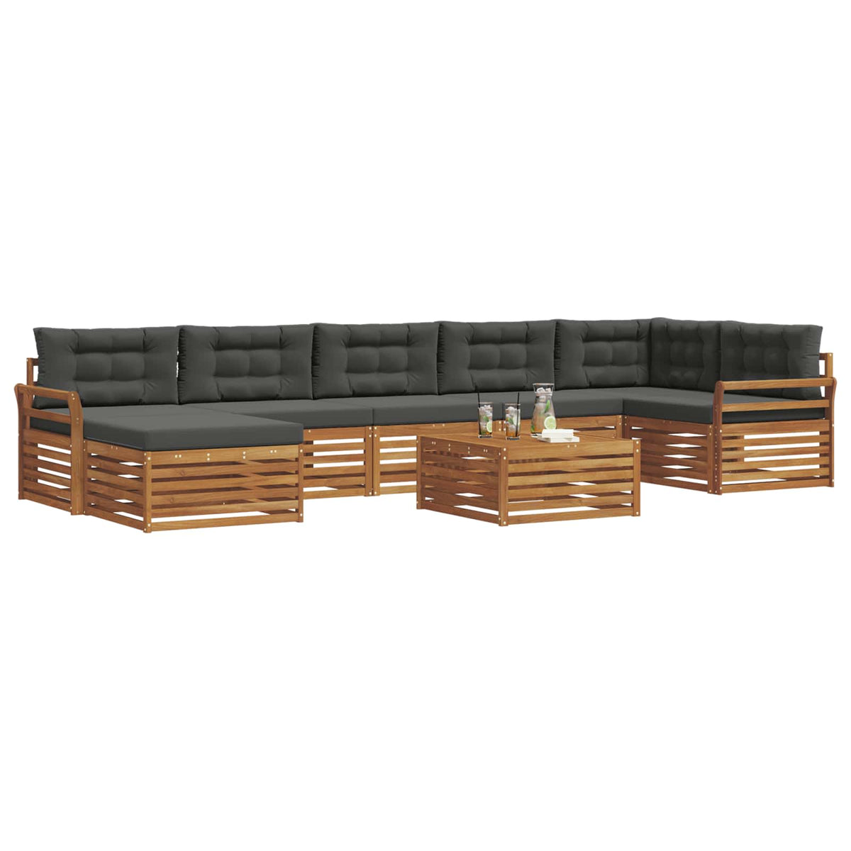 Set vanjskih sofa 8 kom. Prirodna i antracit