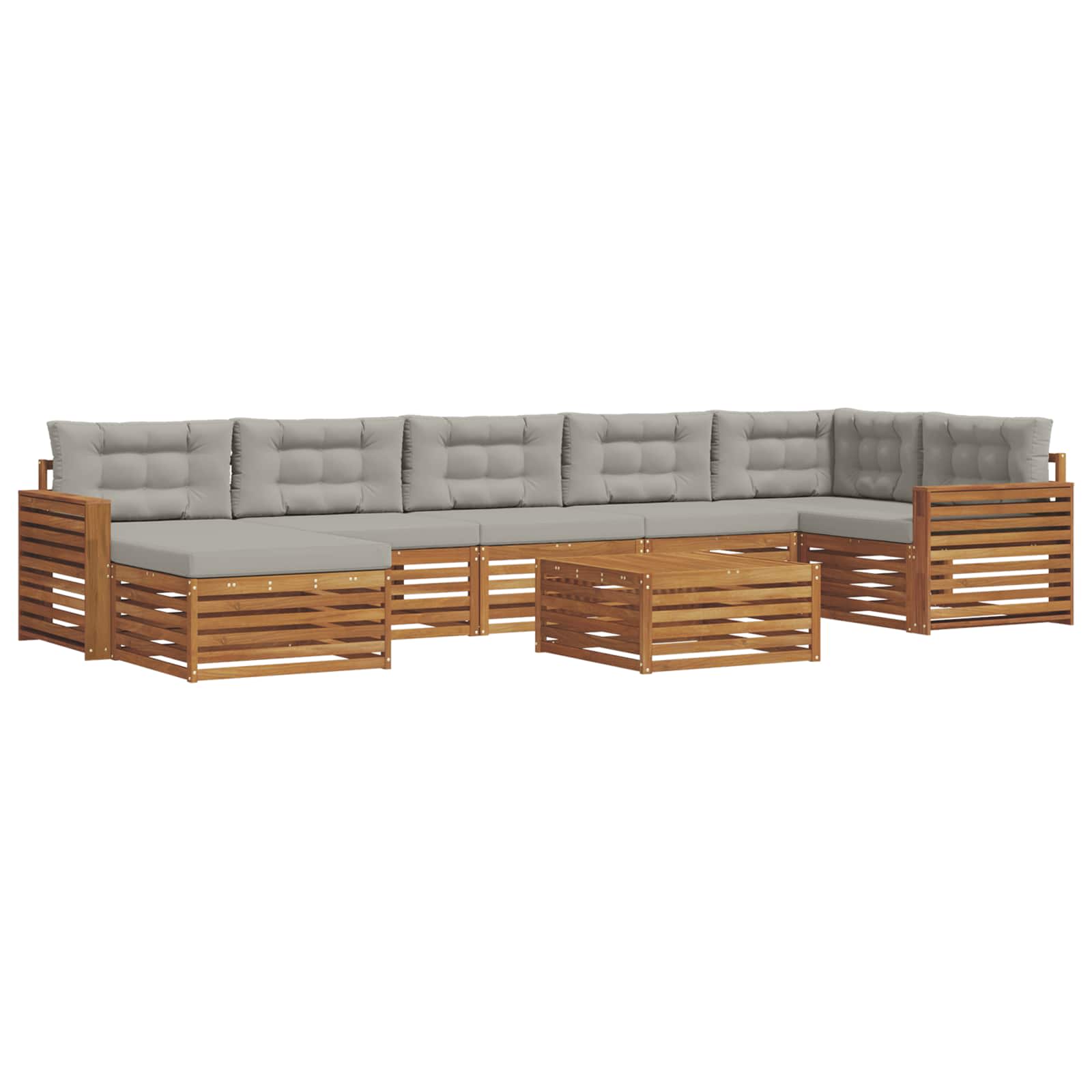 Set vanjskih sofa 8 kom. Prirodna i svijetlo siva
