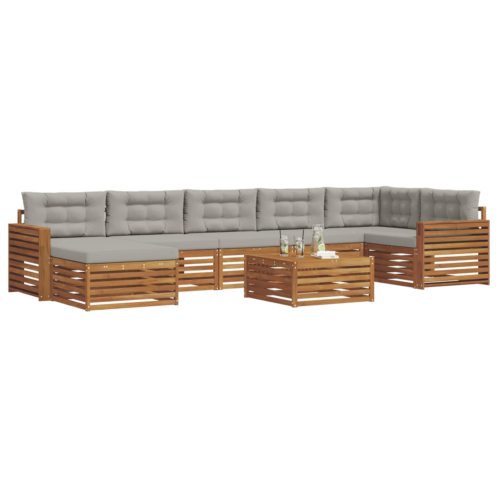 Set vanjskih sofa 8 kom. Prirodna i svijetlo siva