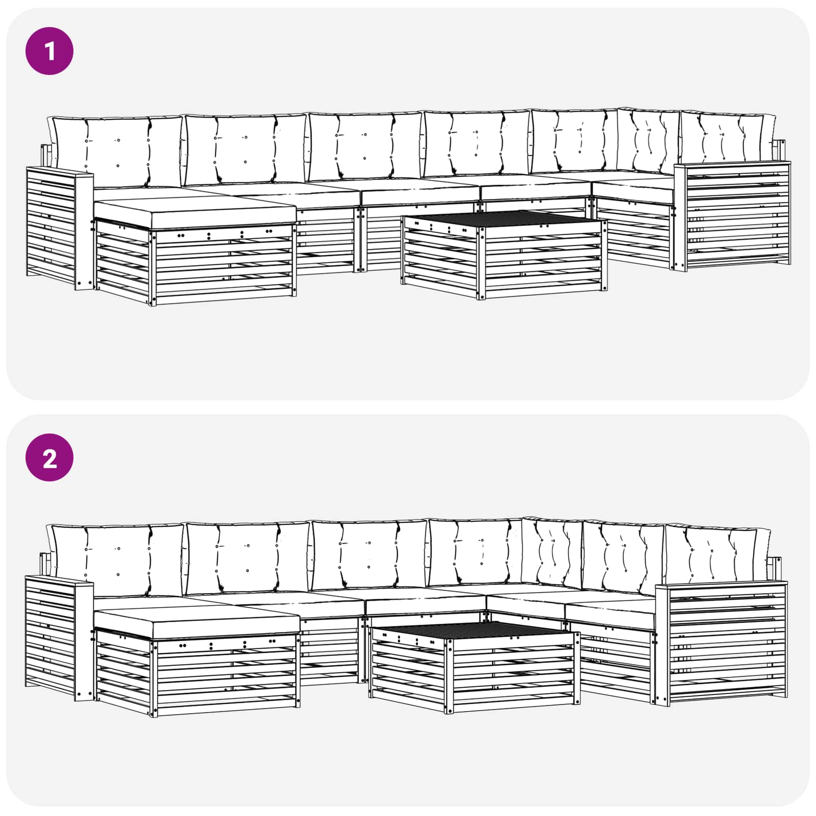Set vanjskih sofa 8 kom. Prirodna i svijetlo siva