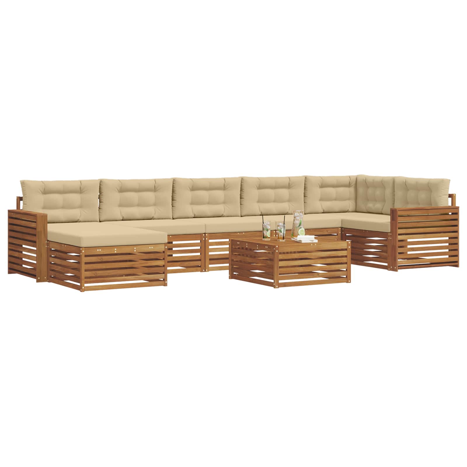 Set vanjskih sofa 8 kom. Prirodna i bež