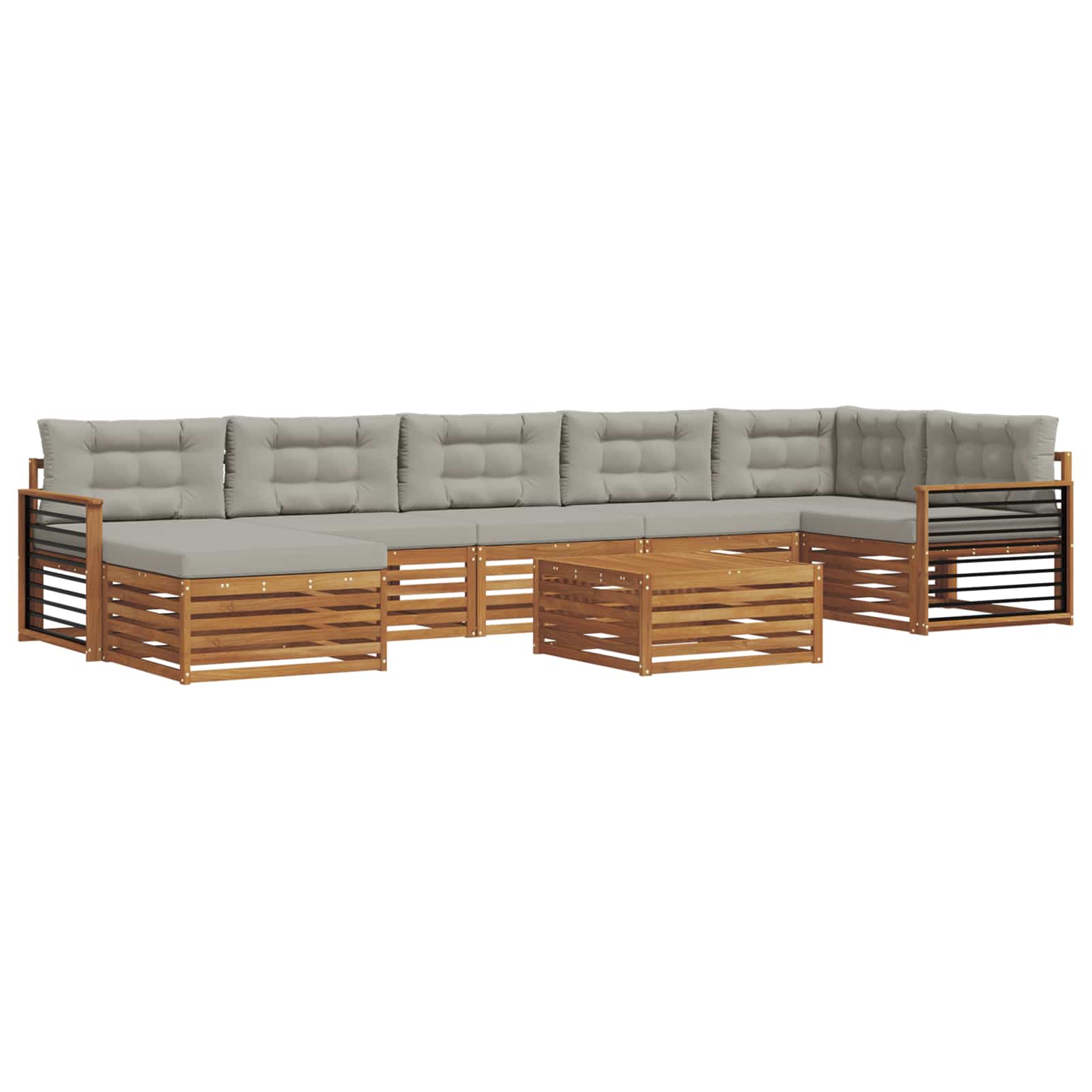 Set vanjskih sofa 8 kom. Prirodna i svijetlo siva