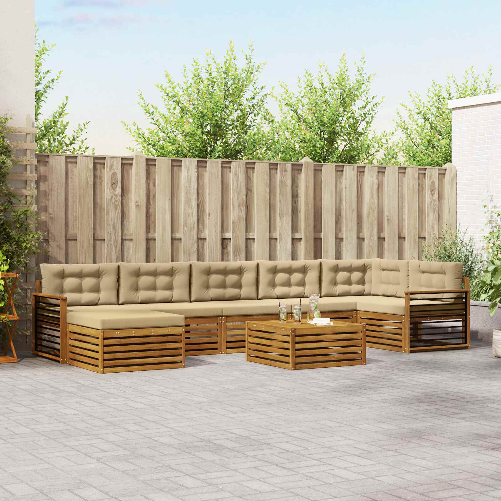 Set vanjskih sofa 8 kom. Prirodna i bež