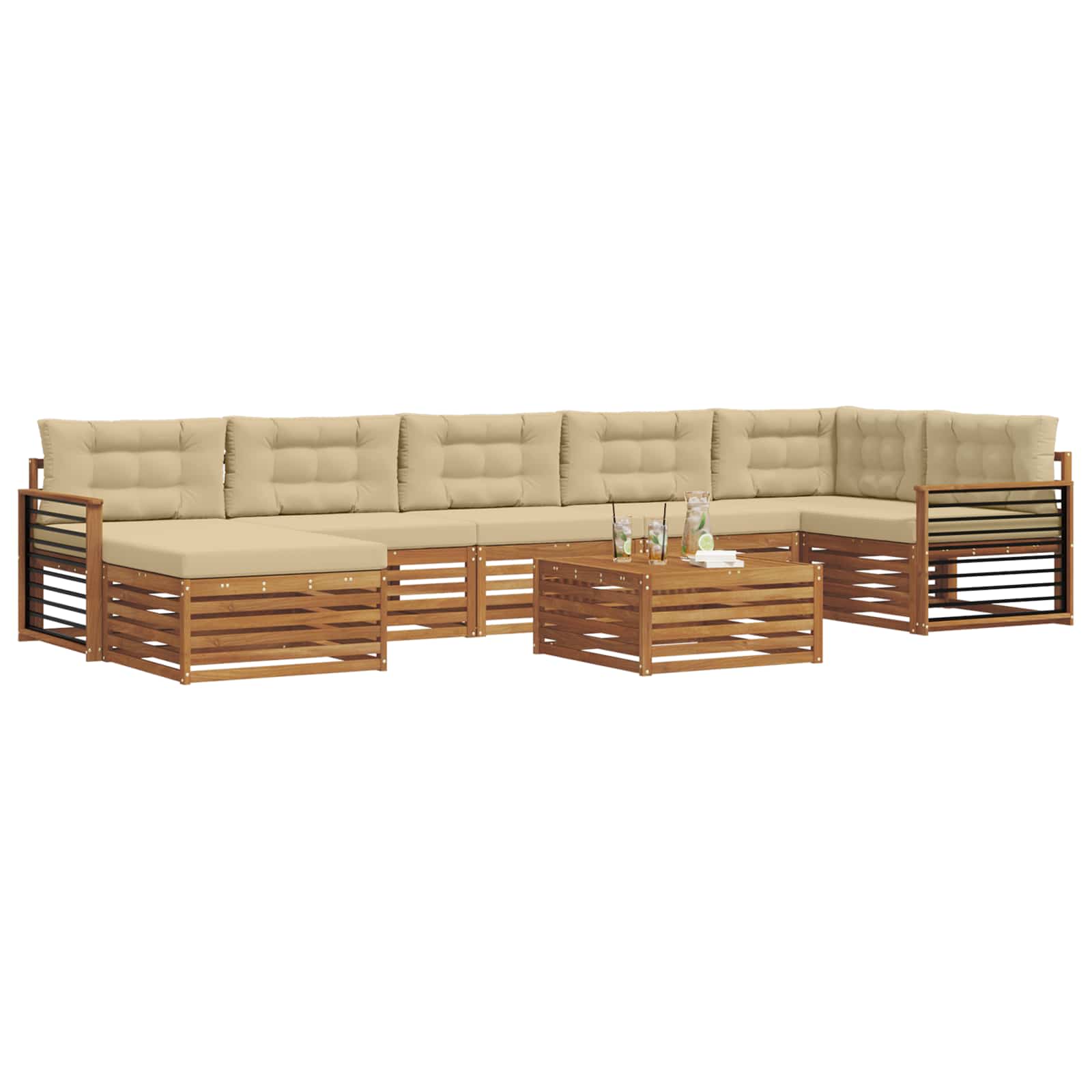 Set vanjskih sofa 8 kom. Prirodna i bež