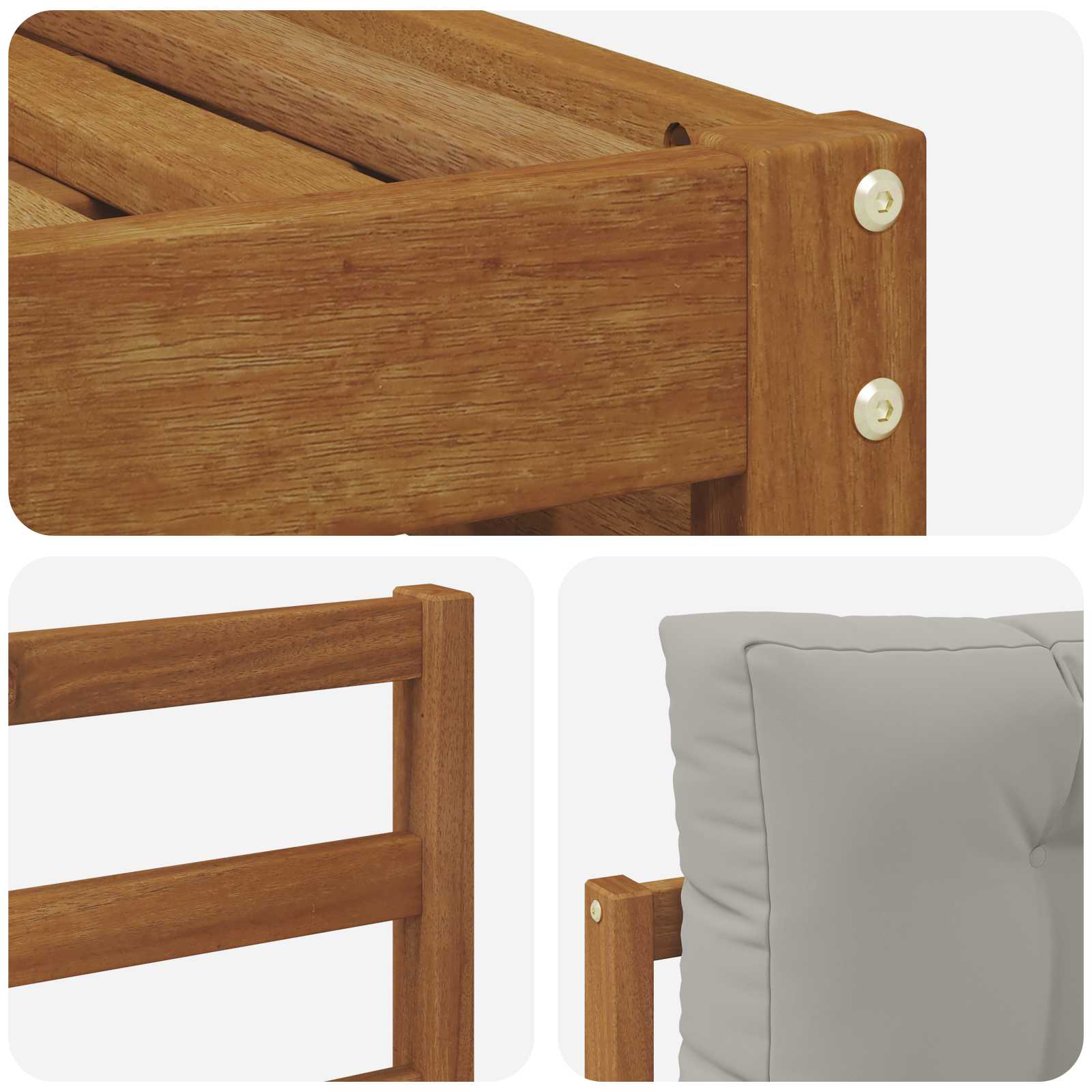 Setovi sofa 6 pcs Prirodna i svijetlo siva Čvrsto drvo akacije