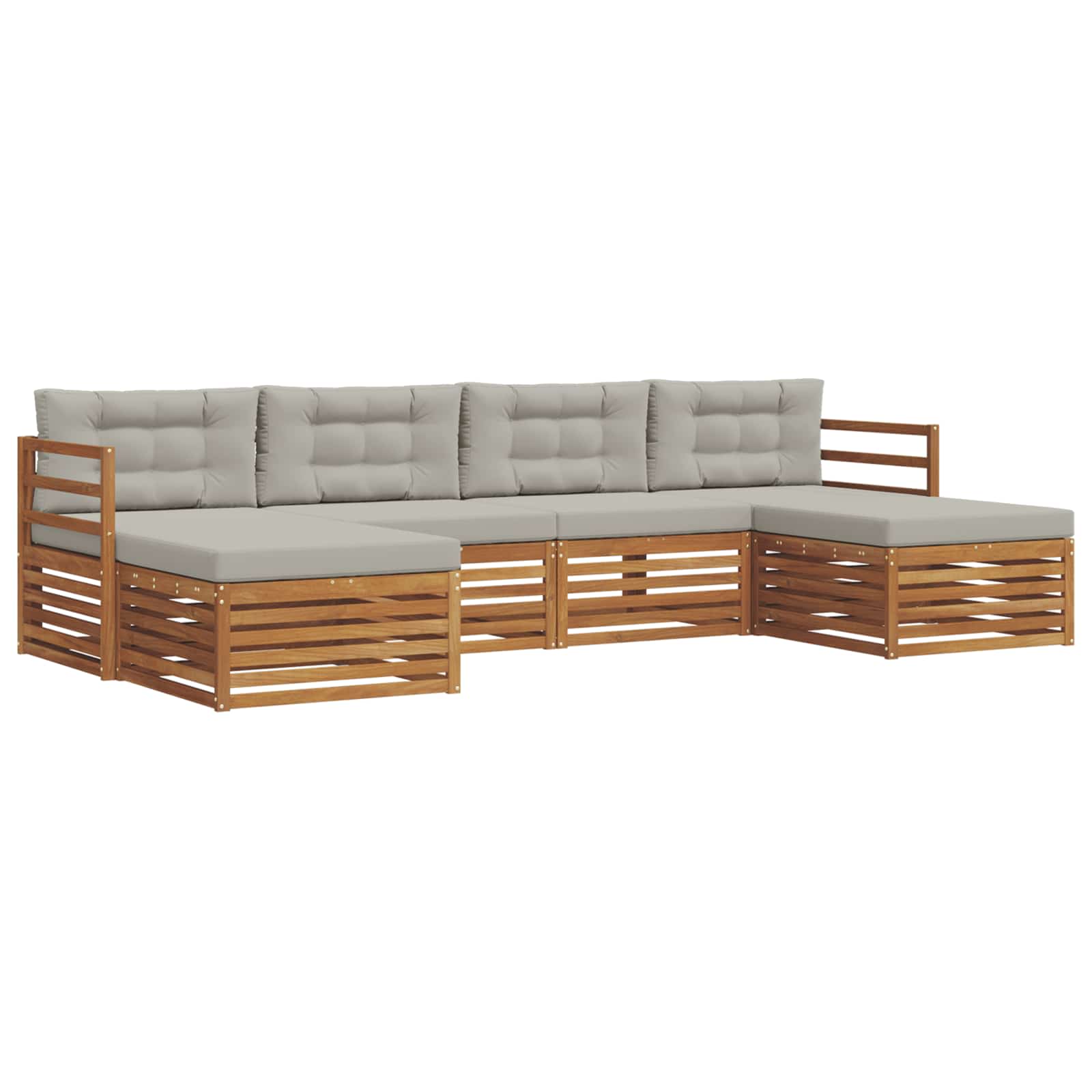 Setovi sofa 6 pcs Prirodna i svijetlo siva Čvrsto drvo akacije