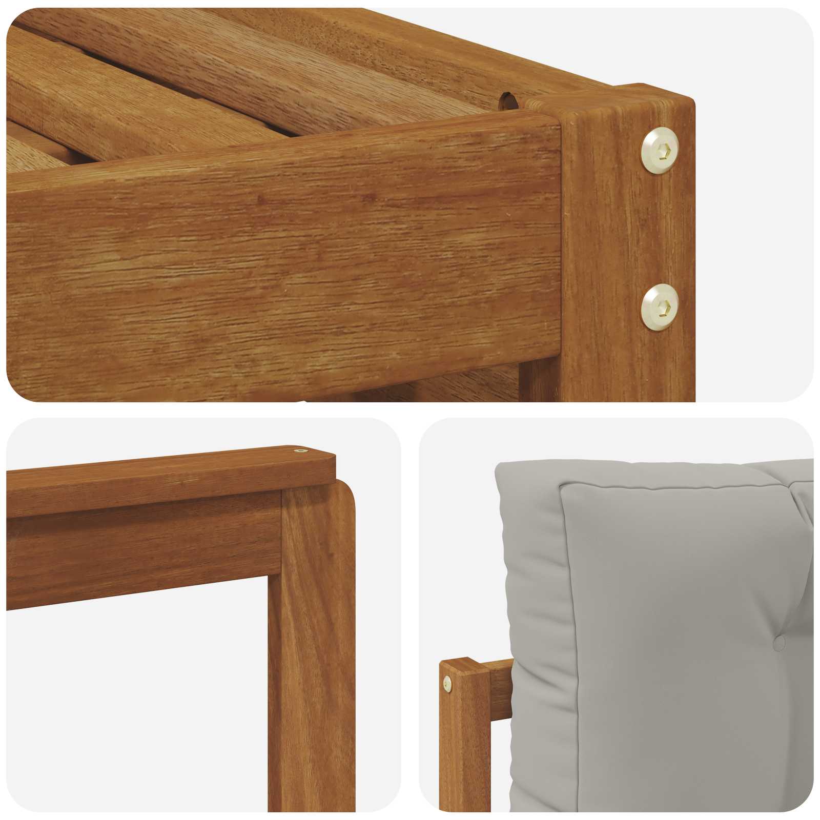Setovi sofa 6 pcs Prirodna i svijetlo siva Čvrsto drvo akacije