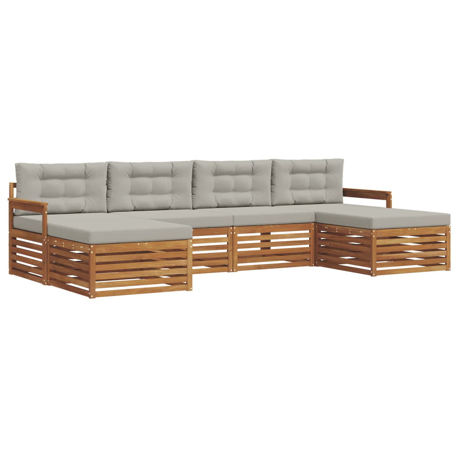 Setovi sofa 6 pcs Prirodna i svijetlo siva Čvrsto drvo akacije