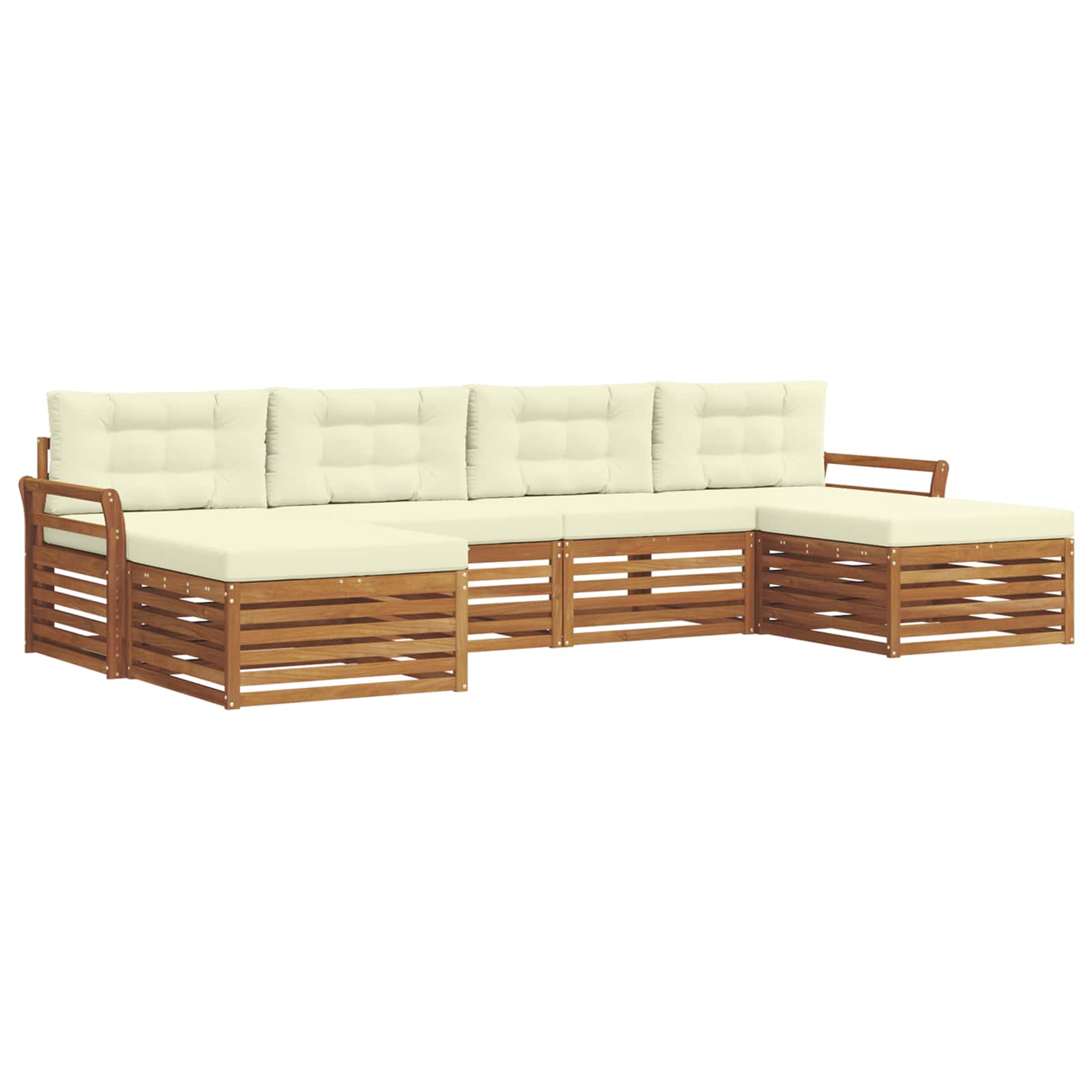 Setovi sofa 6 pcs Prirodna i krem Čvrsto drvo akacije