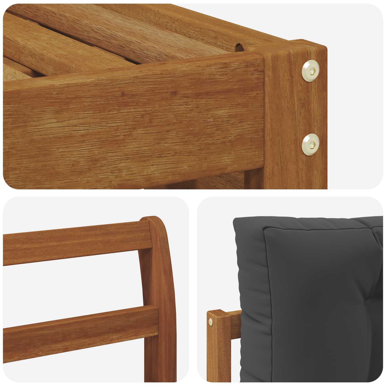 Setovi sofa 6 pcs Prirodna i antracit Čvrsto drvo akacije