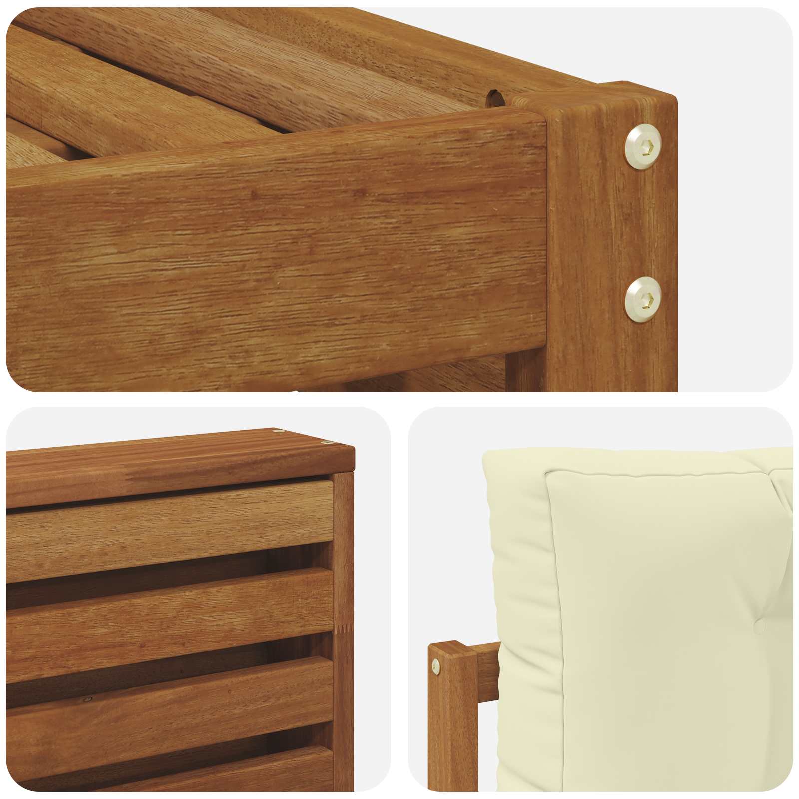 Setovi sofa 6 pcs Prirodna i krem Čvrsto drvo akacije