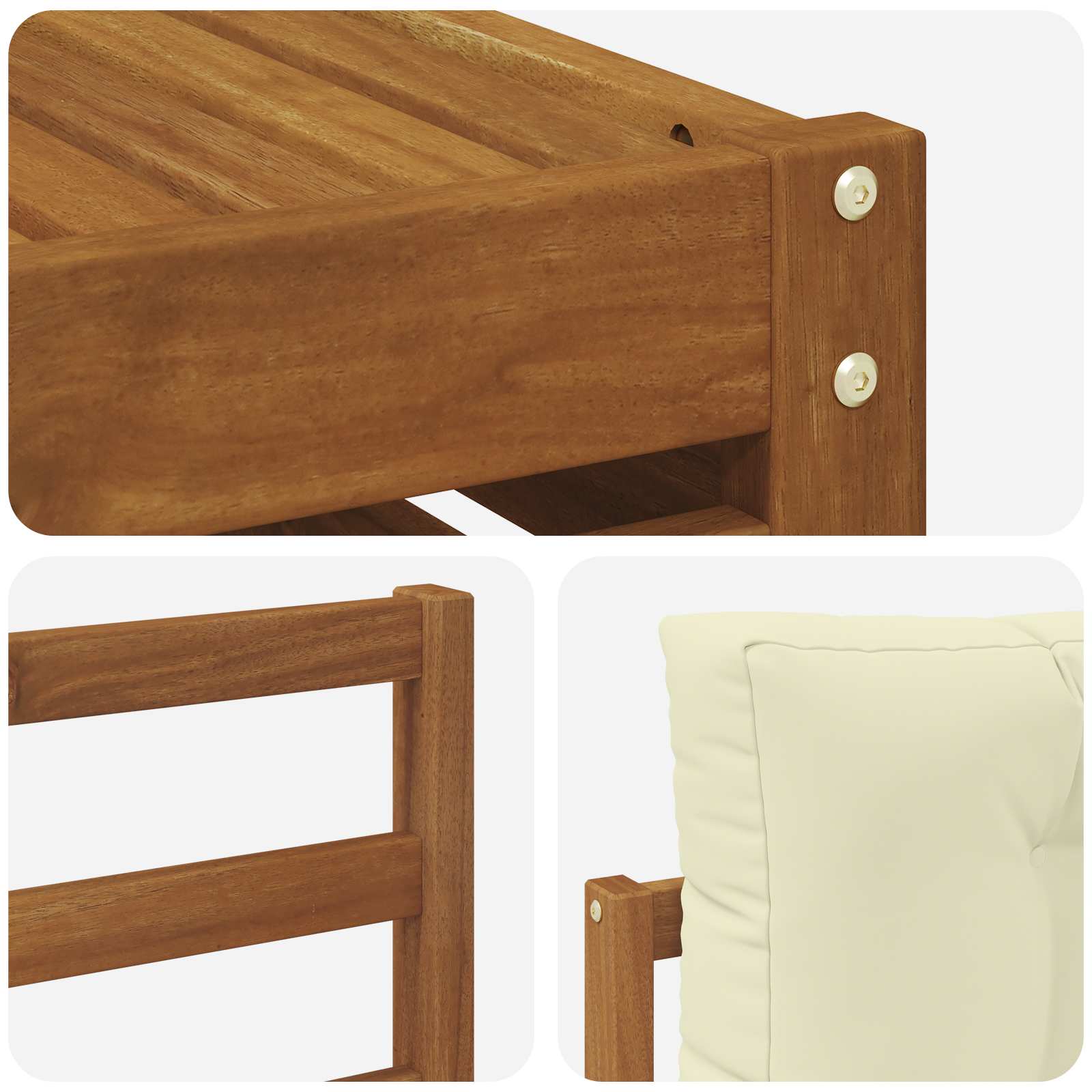 Set vanjskih sofa 9 pcs Prirodna i krem Čvrsto drvo akacije