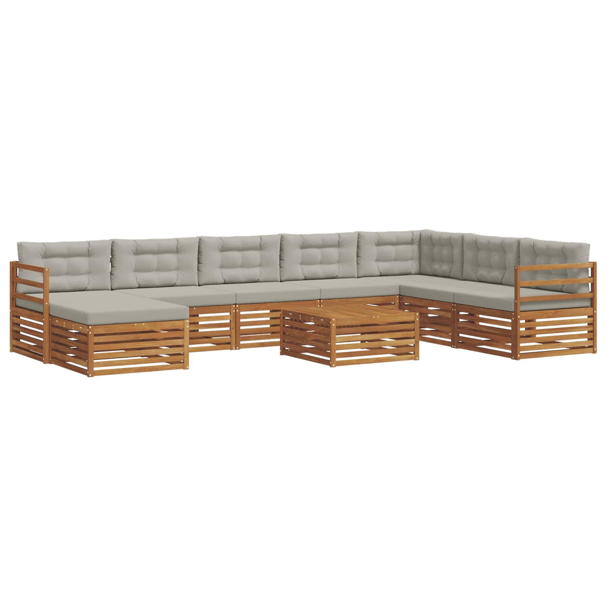 Set vanjskih sofa 9 kom. Prirodna i svijetlo siva